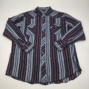Wrangler Lightweight Flannel‎ Shirt Men's 2XLT Pearl Snap Western Stripe 75098AS